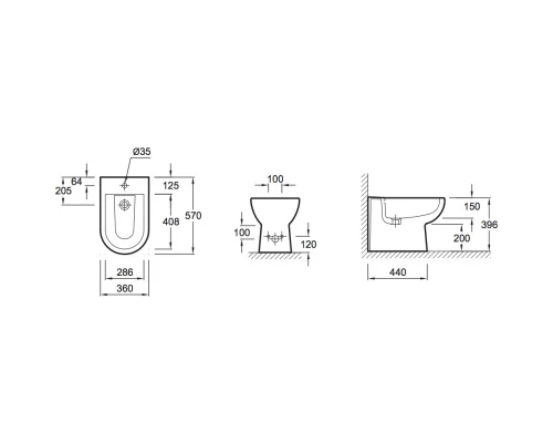 Биде напольное Jacob Delafon Panache E1372-00