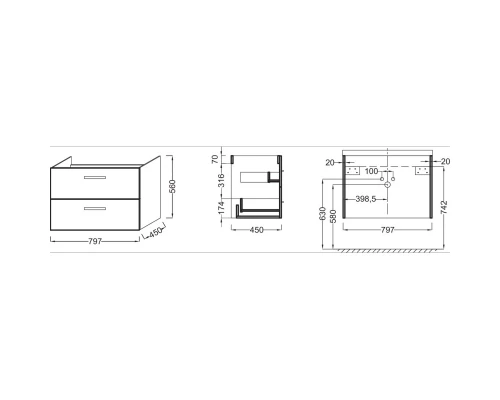 Тумба белый глянец 79,7 см Jacob Delafon Ola EB391RU-J5