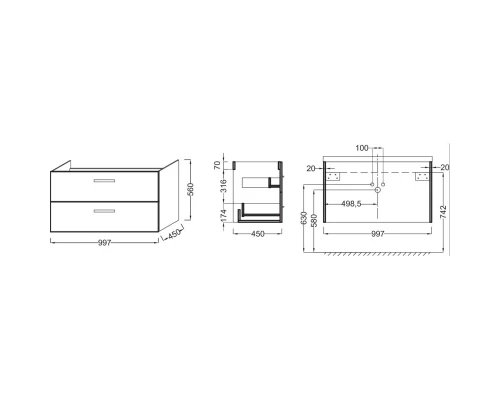 Тумба белый глянец 99,7 см Jacob Delafon Ola EB392RU-J5