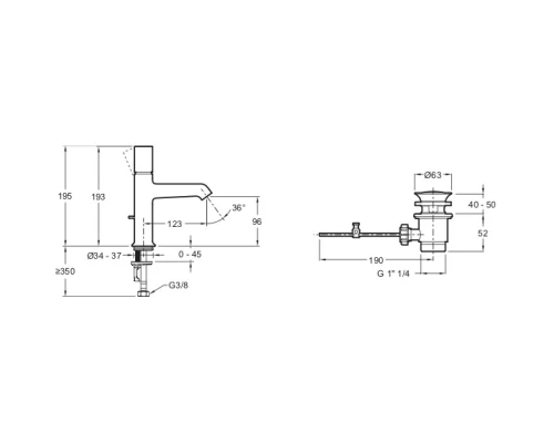 Смеситель для раковины с донным клапаном Jacob Delafon Edgar E29845-CP