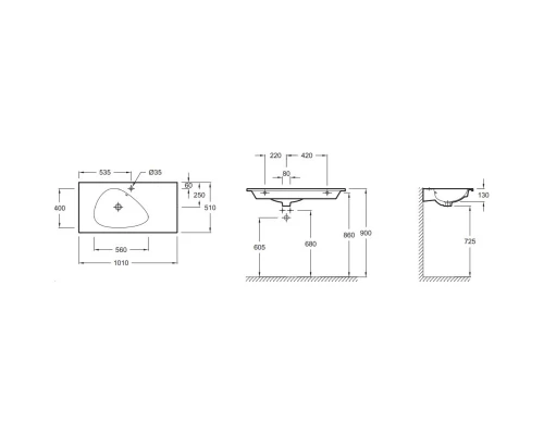 Раковина 101х51 см Jacob Delafon Nouvelle Vague EXAQ112-Z-00