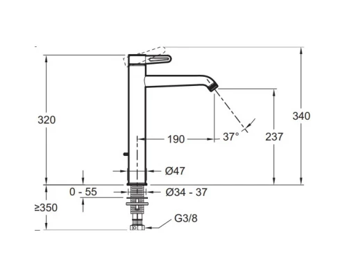 Смеситель для раковины без донного клапана Jacob Delafon Nouvelle Vague E78340-CAT