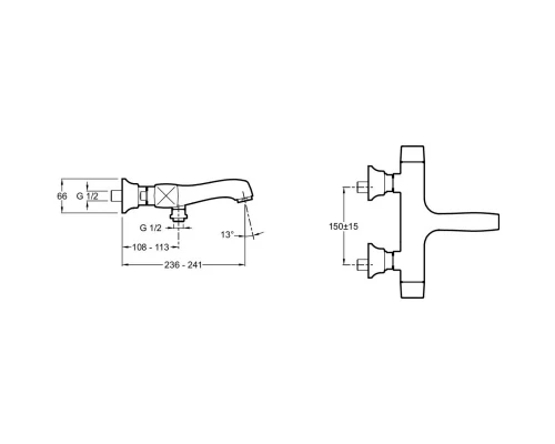 Смеситель для ванны Jacob Delafon Margaux E16219-9-CP