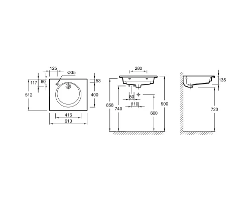 Раковина 61х51,2 см Jacob Delafon Odeon Rive Gauche EXBA112-Z-00