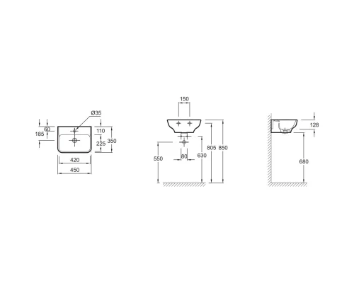 Раковина 45х35 см Jacob Delafon Struktura EGH112-00