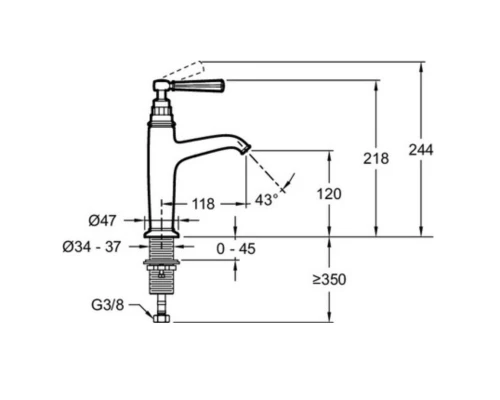 Смеситель для раковины без донного клапана Jacob Delafon Cleo 1889 E24308-CP