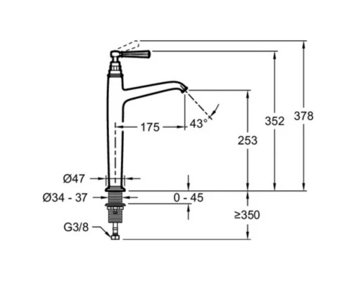 Смеситель для раковины без донного клапана Jacob Delafon Cleo 1889 E24309-CP