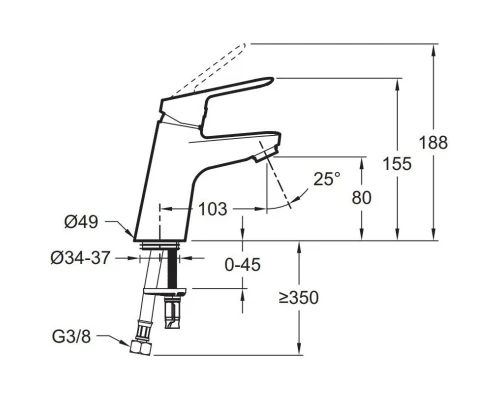 Смеситель для раковины без донного клапана Jacob Delafon Lucien E20849-CP