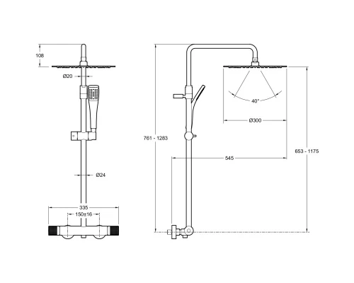 Душевая система 300 мм Jacob Delafon Rivoli E26587-CP