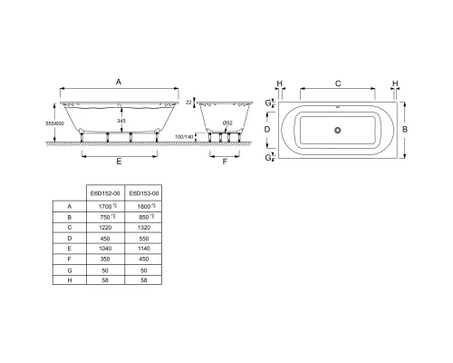 Ванна из материала Flight 180x85 см Jacob Delafon Odeon Rive Gauche E6D153-00