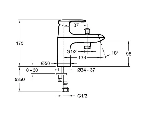 Смеситель на борт ванны Jacob Delafon Kumin E99458-CP