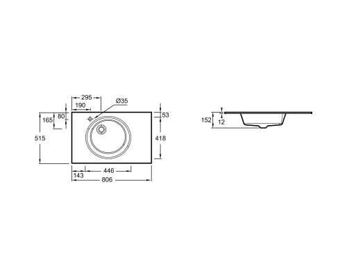 Раковина 80,6х51,5 см Jacob Delafon Odeon Rive Gauche EB2562-DE1