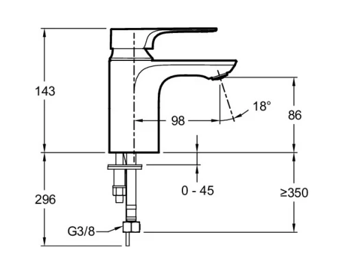 Смеситель для раковины без донного клапана Jacob Delafon Aleo+ E72314-CP