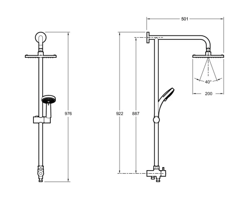 Душевая стойка 200 мм Jacob Delafon Eo E45893-CP