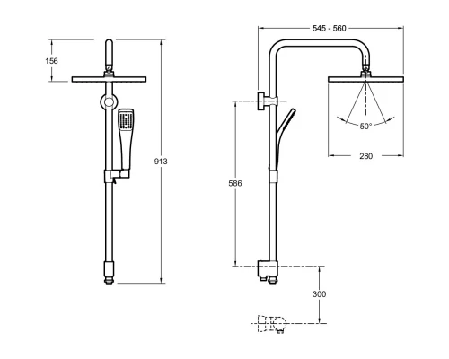 Душевая стойка 280 мм Jacob Delafon Eo E11716-CP
