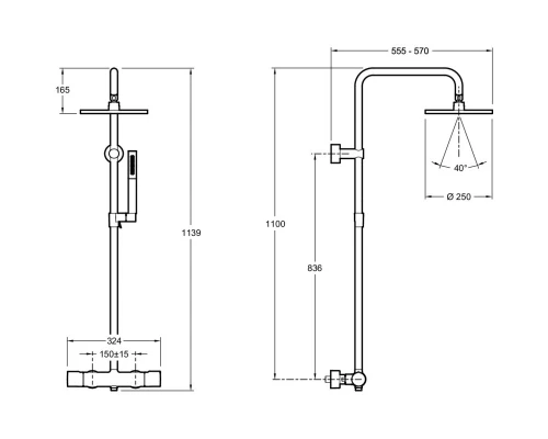 Душевая система 250 мм Jacob Delafon Toobi E8993-CP