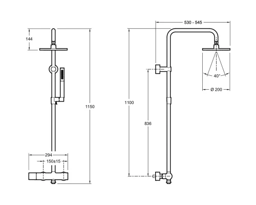 Душевая система 200 мм Jacob Delafon Toobi E15370-CP