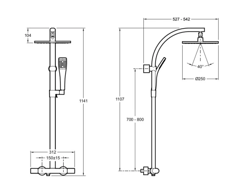 Душевая система 250 мм Jacob Delafon Talan E11717RU-CP