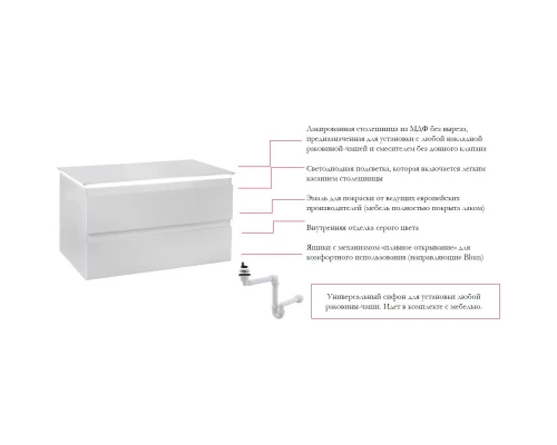 Тумба белый матовый 103 см Jacob Delafon Madeleine EB2084-J51