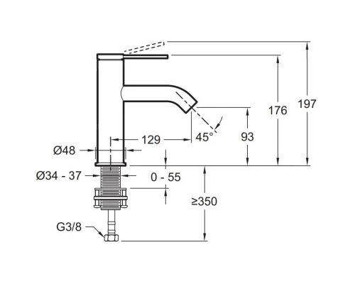 Смеситель для раковины без донного клапана Jacob Delafon Grands Boulevards E77958-4AND-CP