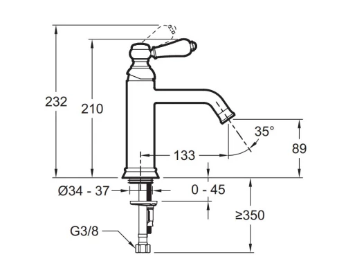 Смеситель для раковины без донного клапана Jacob Delafon Louise E24360-BCN