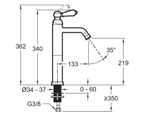 Смеситель для раковины без донного клапана Jacob Delafon Louise E24361-BCN