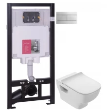 Комплект подвесной унитаз Jacob Delafon Struktura EDE102-00 + E20606-WTE + система инсталляции Jacob Delafon E29025-NF + E4316-CP