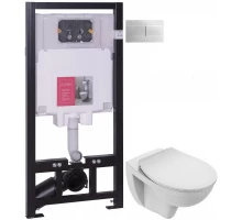 Комплект подвесной унитаз Jacob Delafon Patio EDV102-00 + E23157-00 + система инсталляции Jacob Delafon E29025-NF + E4316-CP