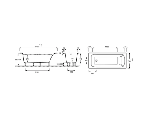 Ванна из материала Flight 170x75 см Jacob Delafon Elite E6D031RU-00