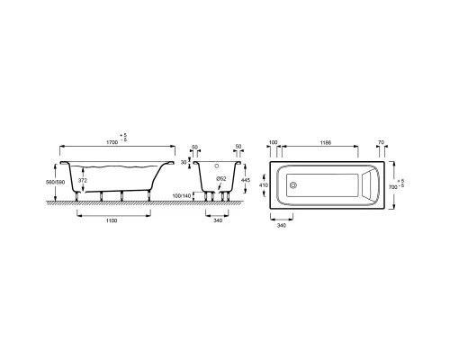 Ванна из материала Flight 170x70 см Jacob Delafon Elite E6D030RU-00