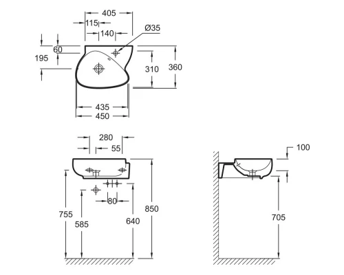 Раковина 45х36 см Jacob Delafon Nouvelle Vague EGK112-00