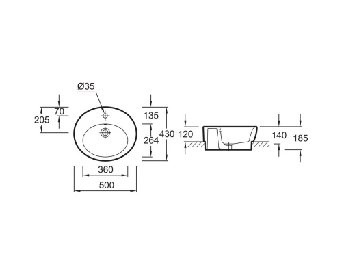 Раковина чаша 50 см Jacob Delafon Ove E1708-00