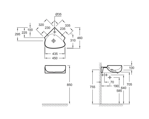 Раковина 45х46 см Jacob Delafon Nouvelle Vague EGL112-00