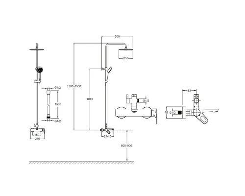 Душевая система 250 мм Jacob Delafon Aleo 2.0 E26809-CP