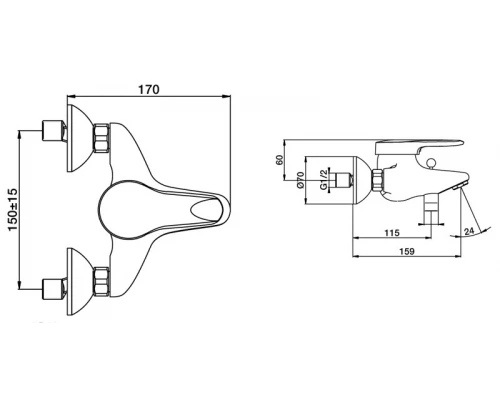 Смеситель для ванны с душем Jacob Delafon Kandel E664RU-CP