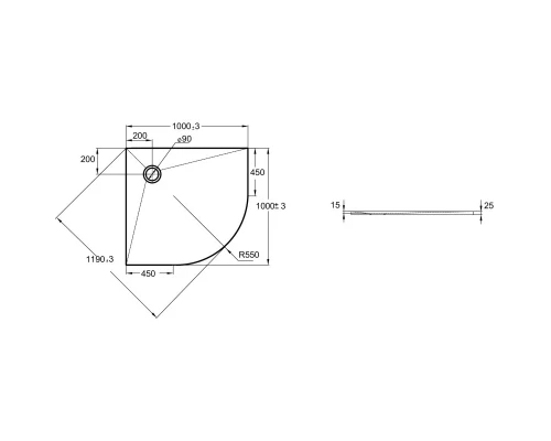 Душевой поддон из литого мрамора 100х100 см Jacob Delafon Tolbiac E6D330RU-NGM