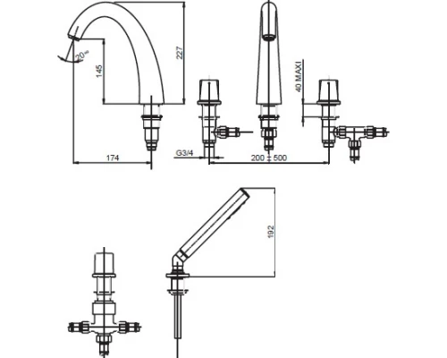 Смеситель на борт ванны Jacob Delafon Elevation E18876-CP