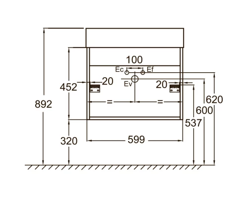 Тумба дуб давос/белый глянец 59,9 см Jacob Delafon Vivienne EB1666-E75-J5