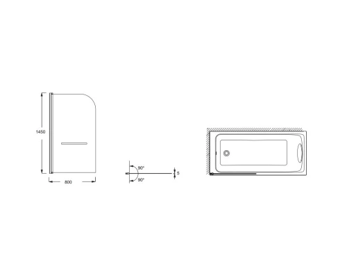 Шторка для ванны 80 см Jacob Delafon Odeon-Up E4932-BL прозрачное