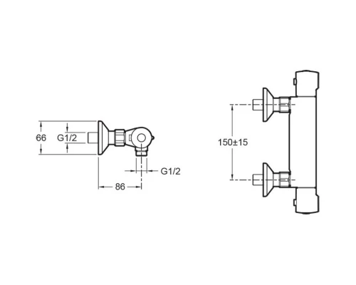 Термостат для душа Jacob Delafon July E8455-CP + E99898RU-CP
