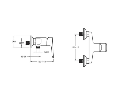 Смеситель для душа Jacob Delafon Oscar E29843-CP + E99898RU-CP