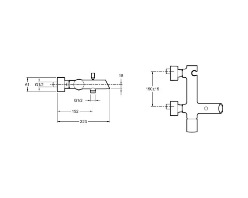 Смеситель для ванны Jacob Delafon Toobi E8963-CP + E32910-CP