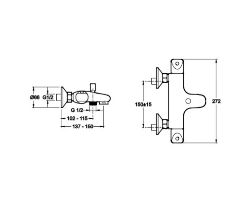 Термостат для ванны Jacob Delafon Robust E75772-CP + E32910-CP