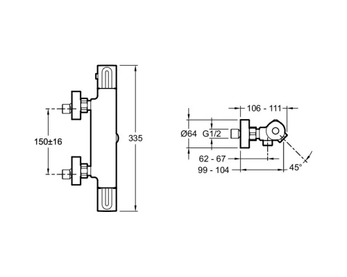 Термостат для ванны Jacob Delafon Metro E24395-CP + E32910-CP