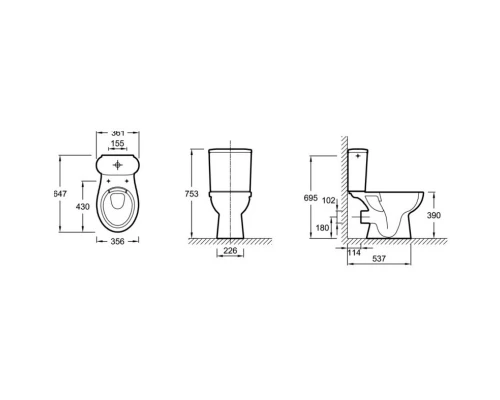 Унитаз-компакт безободковый с сиденьем микролифт Jacob Delafon Louis E28062RU-00