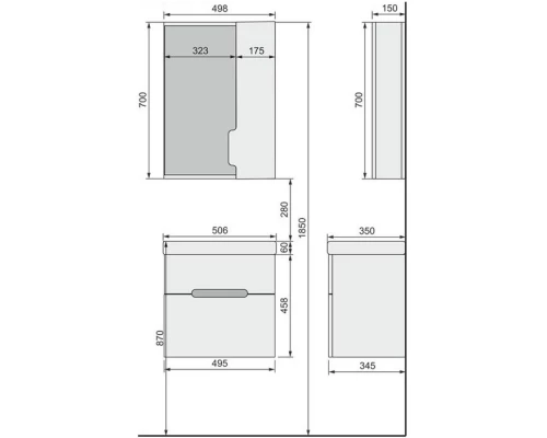 Зеркальный шкаф 49,8x70 см белый R Jorno Moduo Slim Mod.03.50/W