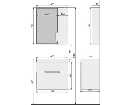 Зеркальный шкаф 60x70 см белый R Jorno Moduo Slim Mod.03.60/W