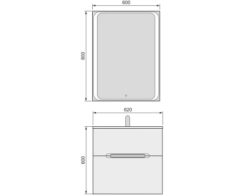 Зеркало 60x80 см Jorno Modul Mol.02.60/W