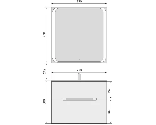 Зеркало 77x77 см Jorno Modul Mol.02.77/W