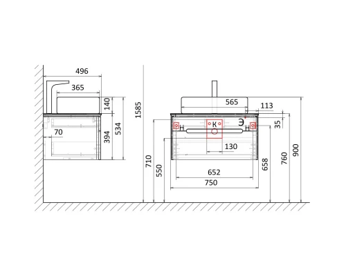 Тумба белый 75 см Jorno Shine Shi.01.75/P/W